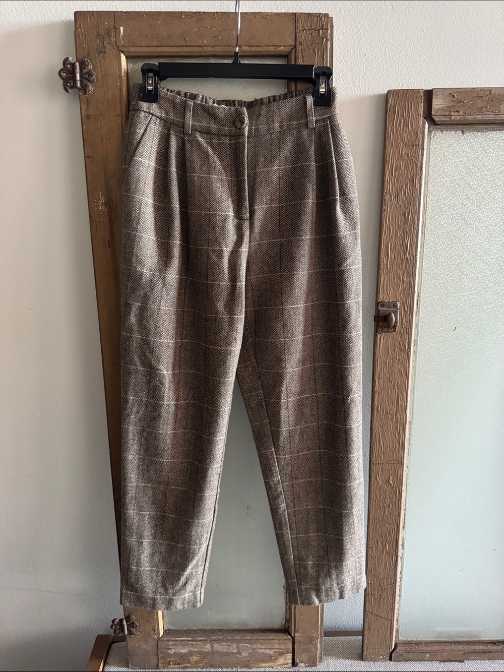 Molly Bracken Brown Windowpane Cropped Trousers